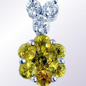 Diamond Pendant .21TDW 1.10Yellow Saphire 14KT